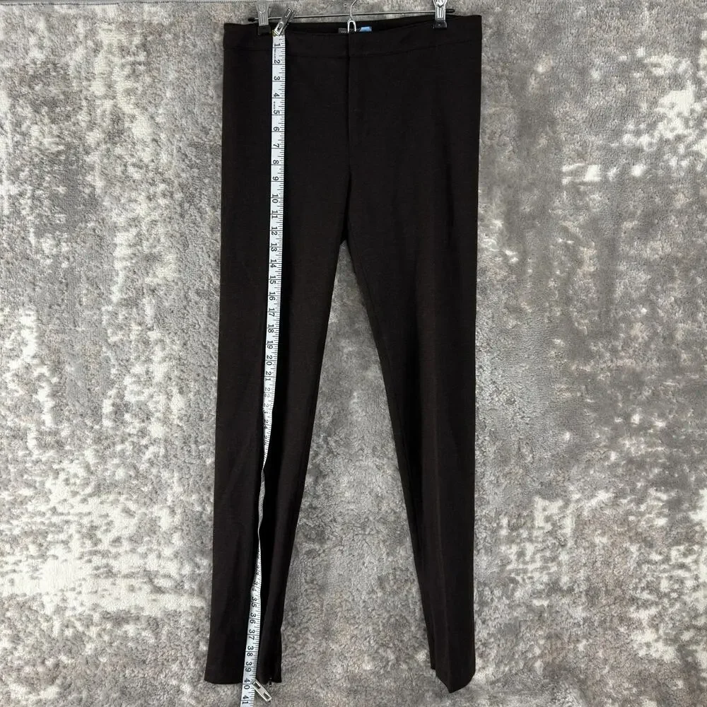 Vince Size 10 Stretch Flat Front Casul Pants Brown Button Zip - Picture 2 of 12